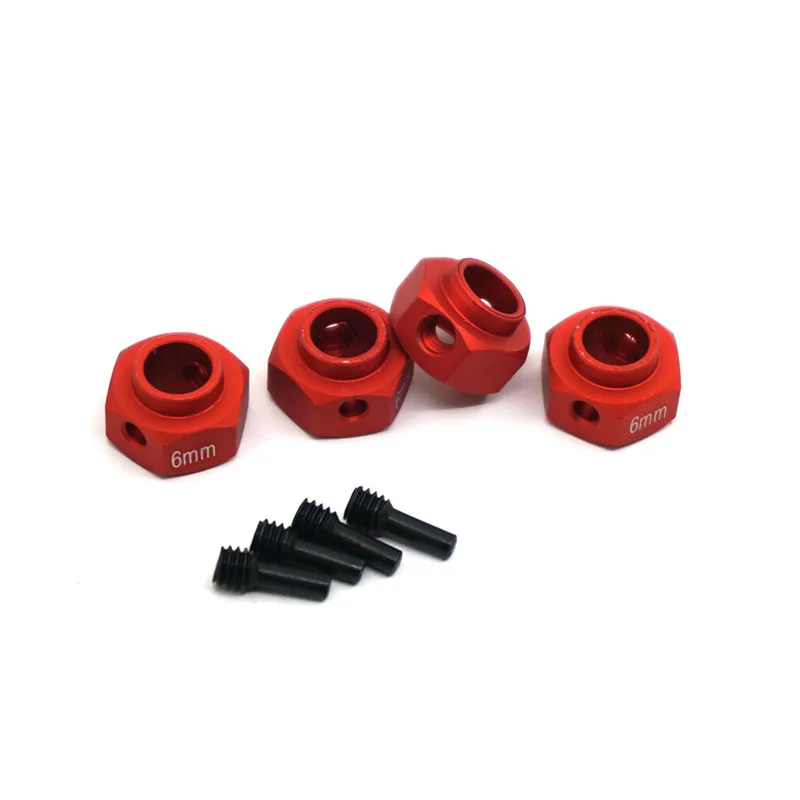 6MM Red Металлический шестигранный адаптер колеса концентраторы крепление с нержавеющая сталь с винтом и иглой для TRAXXAS TRX-4 6 мм 8 мм 9 мм 10 мм 11 мм 12 мм - Цвет: 6MM Red