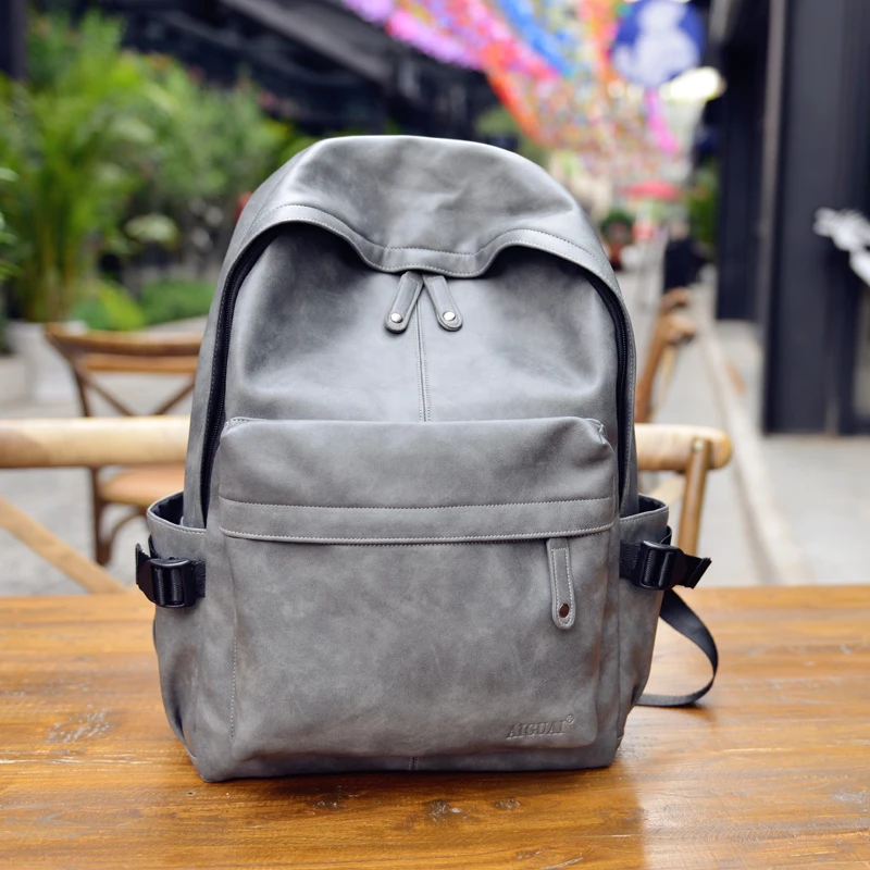 Рюкзак унисекс из высококачественной искусственной кожи модный однотонный