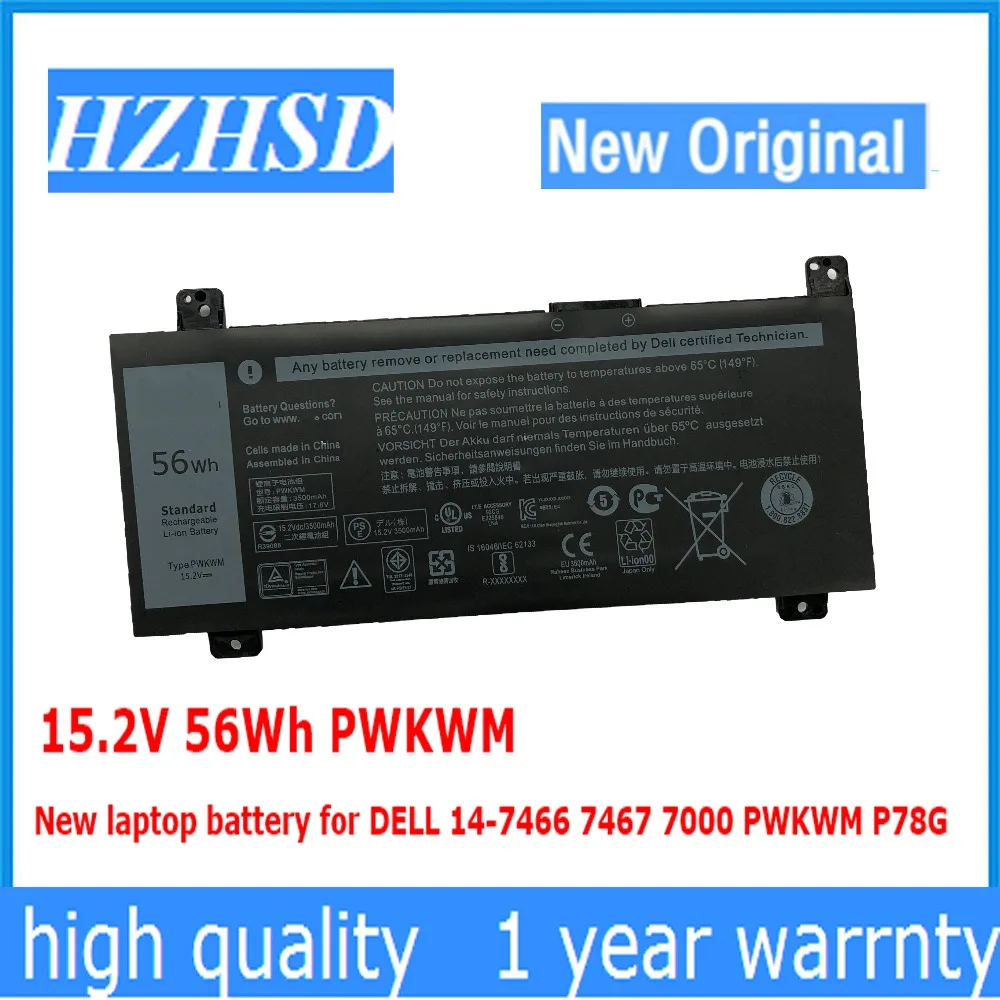 Новый оригинальный аккумулятор PWKWM 15 2 в 56Wh для ноутбука DELL 14 7466 7467 7000