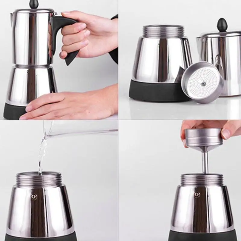 TUANSING 220V Электрический мокко Кофе чайник Нержавеющая сталь кофейник кофеварка