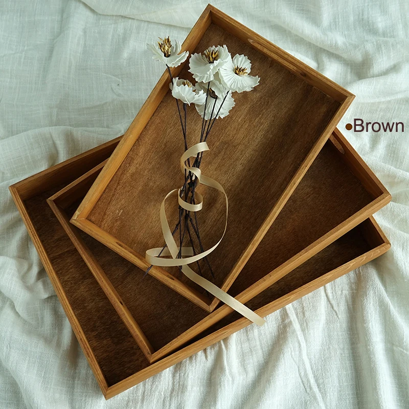 

Винтажный деревянный поддон ручной работы, Прямоугольный поддон для кексов, украшение свадебного стола, коробка для хранения духов/макияжа...