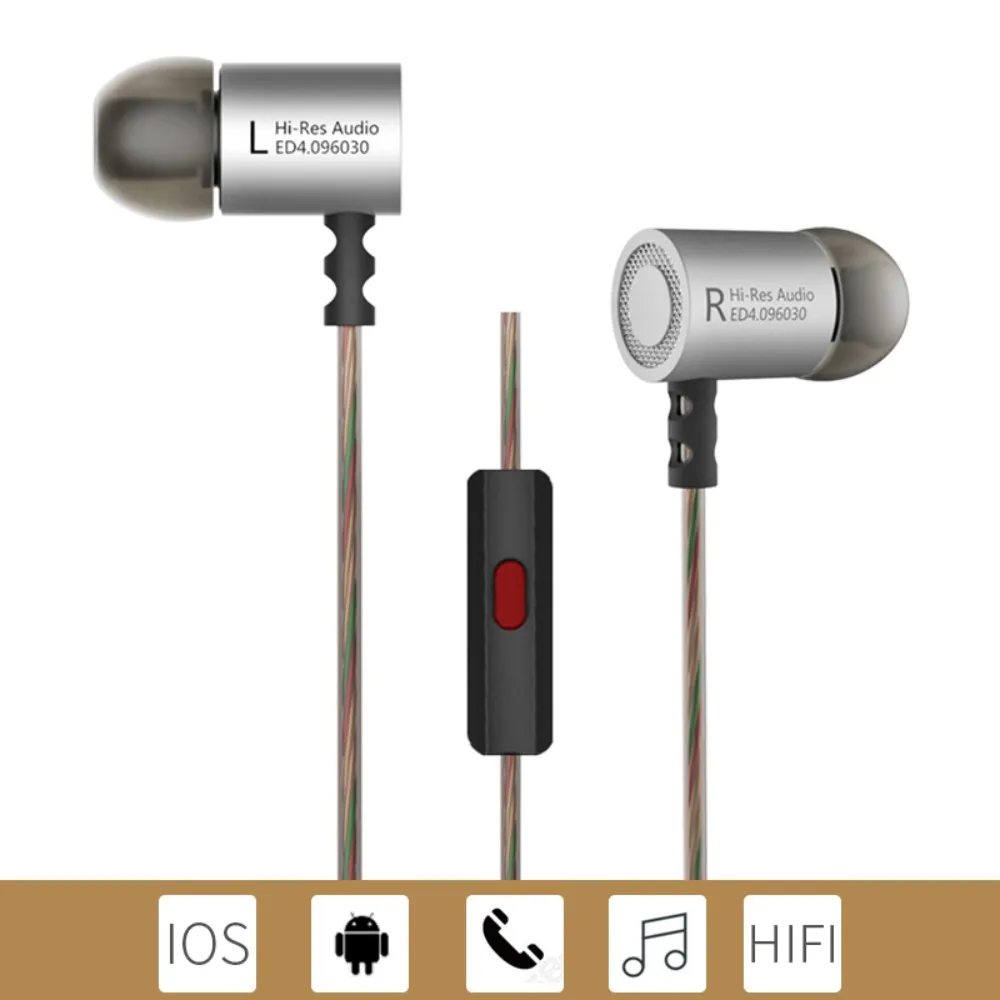 Оригинальные наушники KZ ED4 Hi-Fi стерео с микрофоном гарнитура 3 5 мм