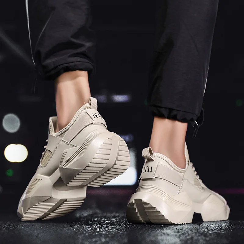 Harajuku men casual white chunky sneakers hip hop shoes male autumn thick bottom students walking zapatos hombre tenis trainers | Обувь