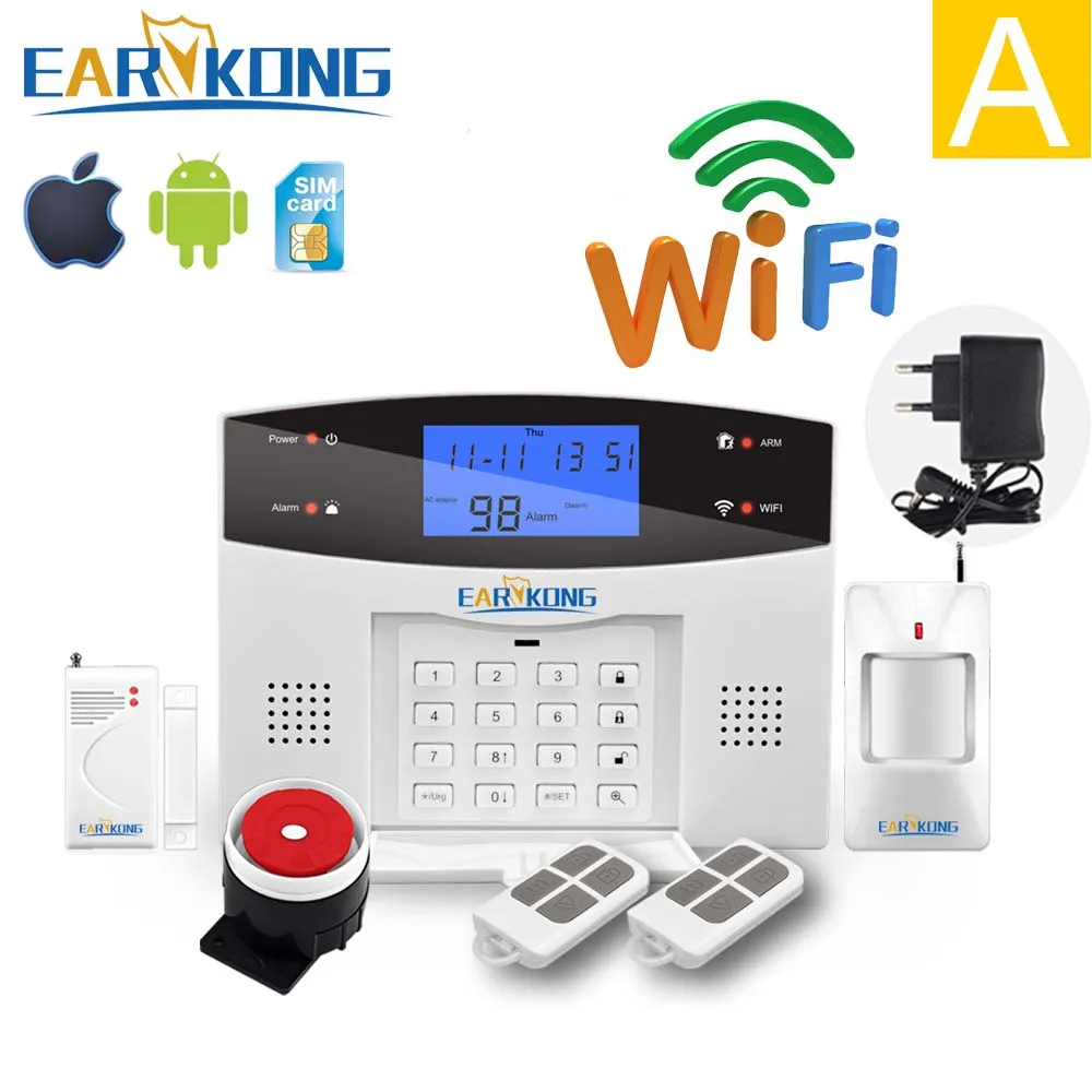 Wifi GSM PSTN домашняя охранная сигнализация домофон 433 беспроводной датчик сигнализации дистанционное управление автоматический набор сирен датчик комплект - Цвет: Option A