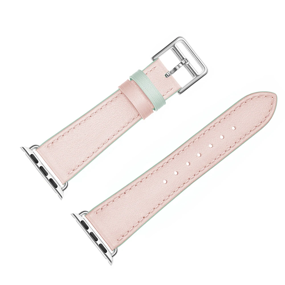 Double Color Band For Apple Watch 38mm 42mm Strap Genuine Leather Belt iWatch 40mm 44mm Series 2 3 4 5 Watchband | Наручные часы
