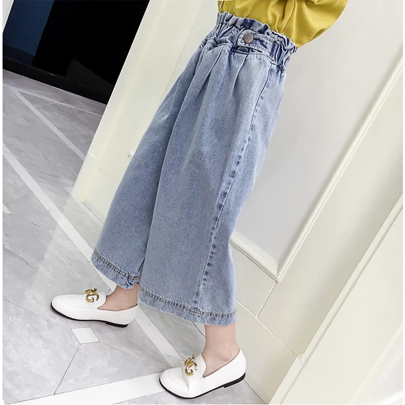 Casual Girls Loose Pants Baby Kids Clothes Fashion Elastic Waist Girls Jeans Wide Leg Pants for 6 8 10 12 Years Vestidos