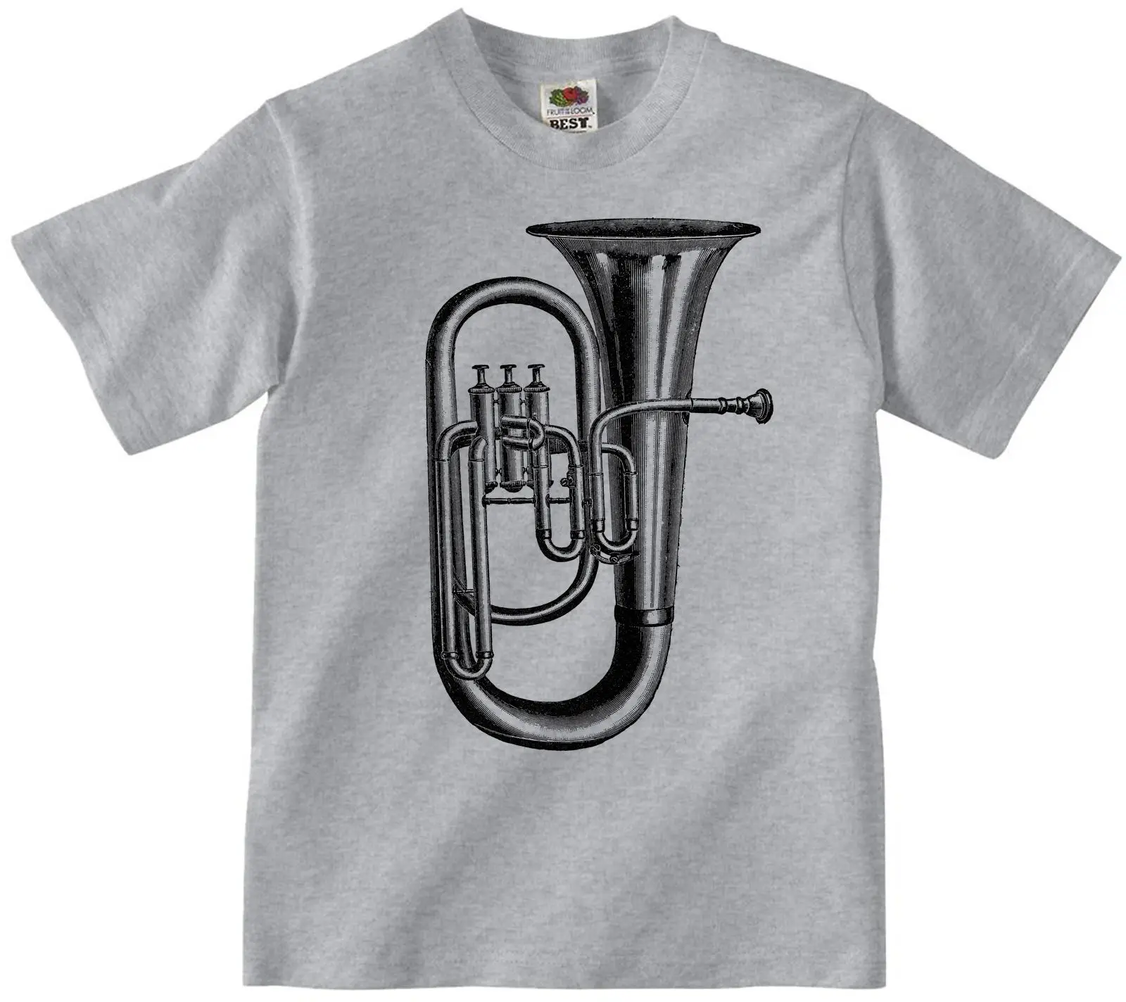 Винтажная футболка с надписью TUBA Trump SAXHORN BRASS WIND INSTRUMENT Ретро Эскиз Музыка новые