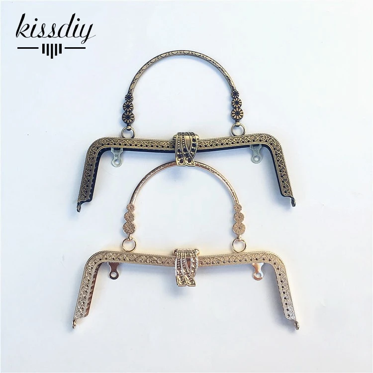 KISSDIY 3 шт./лот 20,5 см M Винтаж металлическая рамка для кошелька, дужки с золотой античная бронза, серебро, золото, фермуар ручки Сделай Сам аксессуары для сумок