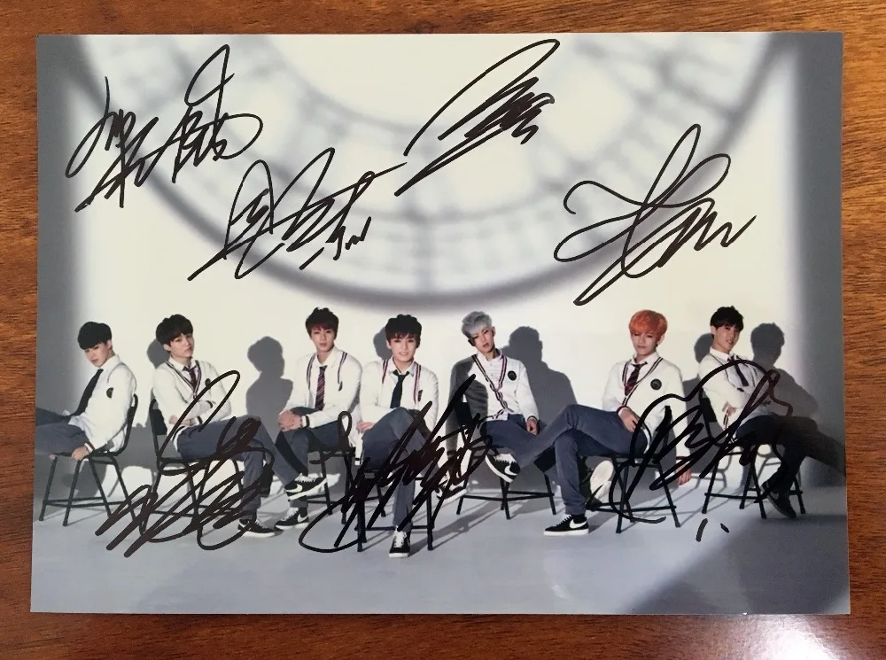 Подпись Bangtan Boys autographed group photo 5*7 Бесплатная доставка K POP 092017C|bts photo|photo btsk-pop bts |