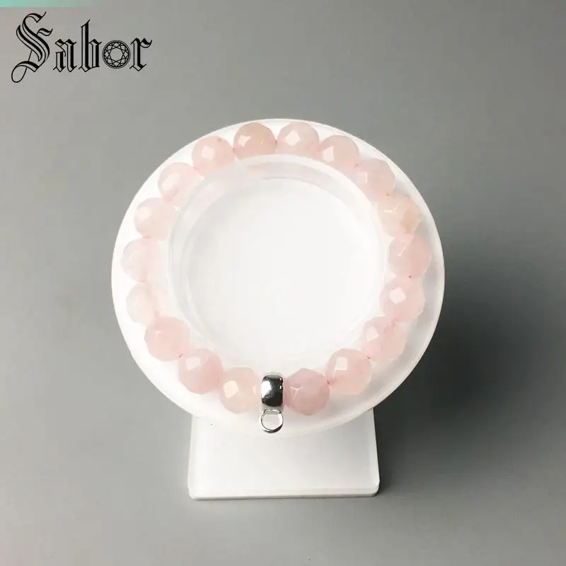 Женский браслет с подвесками из розового кварца и камня | Украшения аксессуары