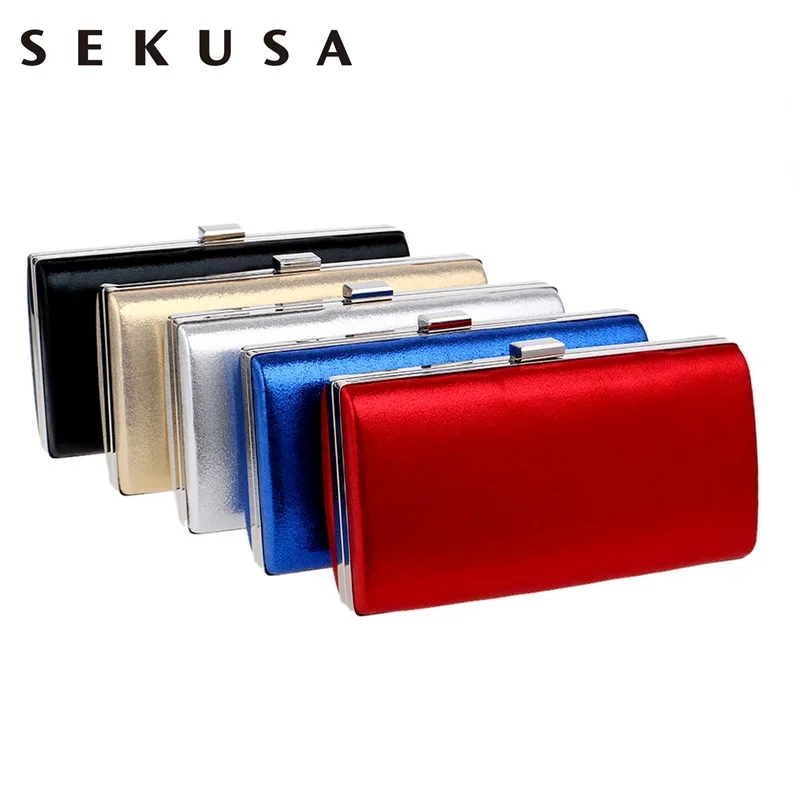 SEKUSA, модные женские клатчи с цепочкой через плечо, сумки с металлическим карманом для телефона, кошелек, вечерние, свадебные, вечерние сумки