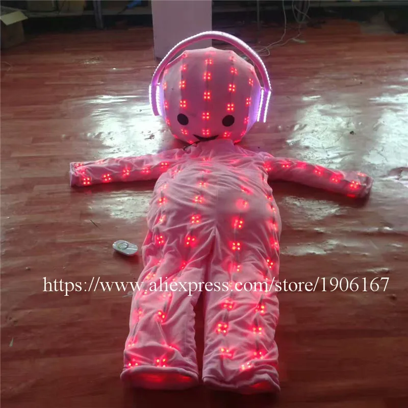 Красочные RGB световые костюмы со светодиодами большой головой куклы бальных танцев Шоу dj dicso partycatwalk сценическая одежда для певицы для сцены одежда