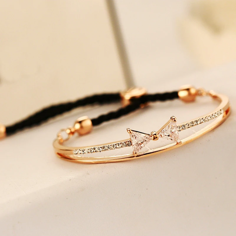 Женский Регулируемый браслет с фианитом цвет розового золота|adjustable bangle|bracelets &