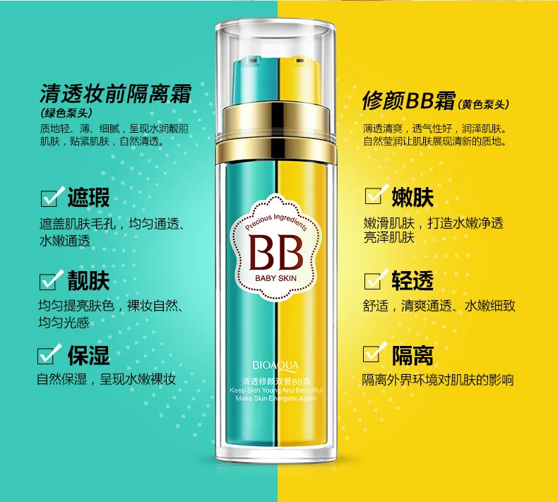 Бренд BIOAQUA, основа для лица, макияж, BB крем+ основа для праймера, Maquiagem Naked Make Up, Безупречный Корректор, отбеливающий, телесный, косметический