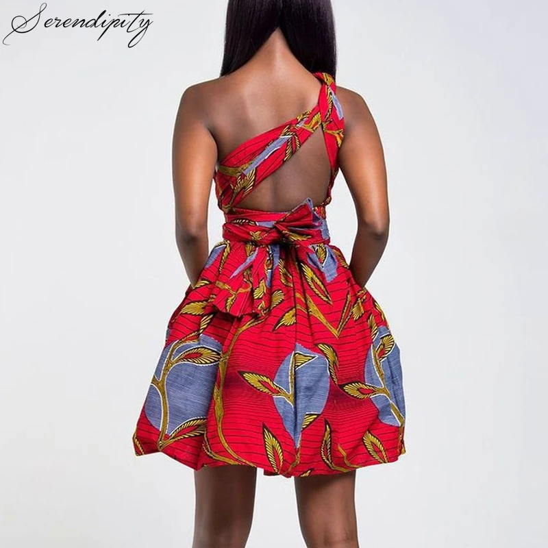 

National Midi Dress Ethnic Africa Summer Dress Sexy Vestidos Women Club V Neck Pleated Dress Print Sleeveless Casual Polyester