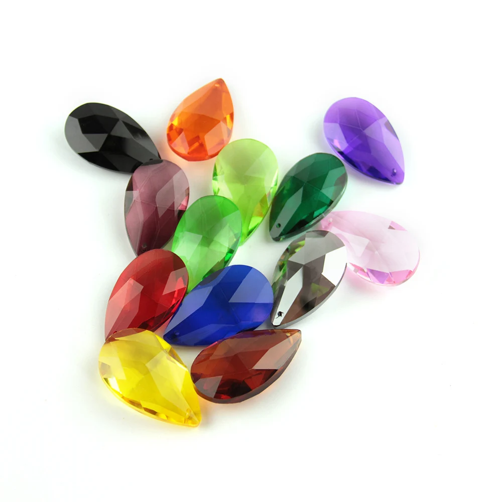 

100pcs 22mm Mix Color Crystal Pendants Glass Prisms Vintage Jewelry DIY Accessories Necklaces Findings Teardrop Pendants