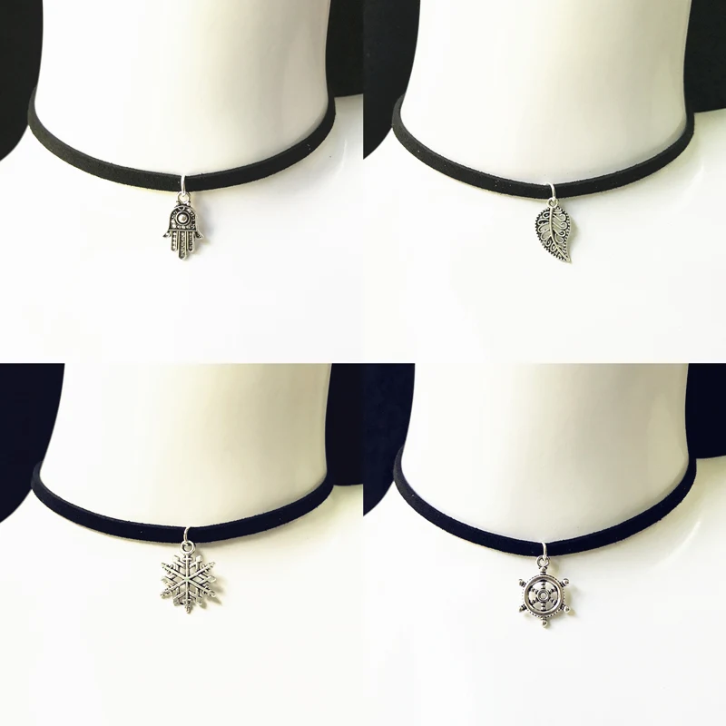 Ожерелье чокер в готическом стиле 90 х годов черное бархатное замшевое колье