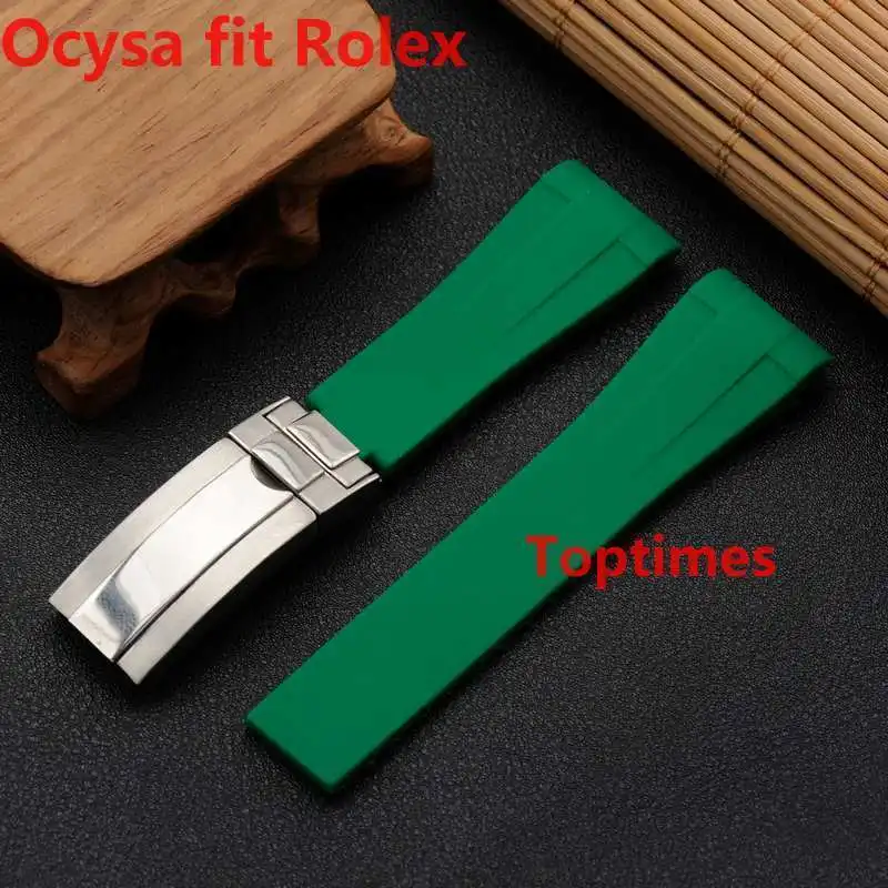 20mm Rubber Strap AAA Rose Gold VAKCAK Blue SUB GMT Waterproof Watch Band Watchband Watches Accessories Deployment Clasp | Наручные часы