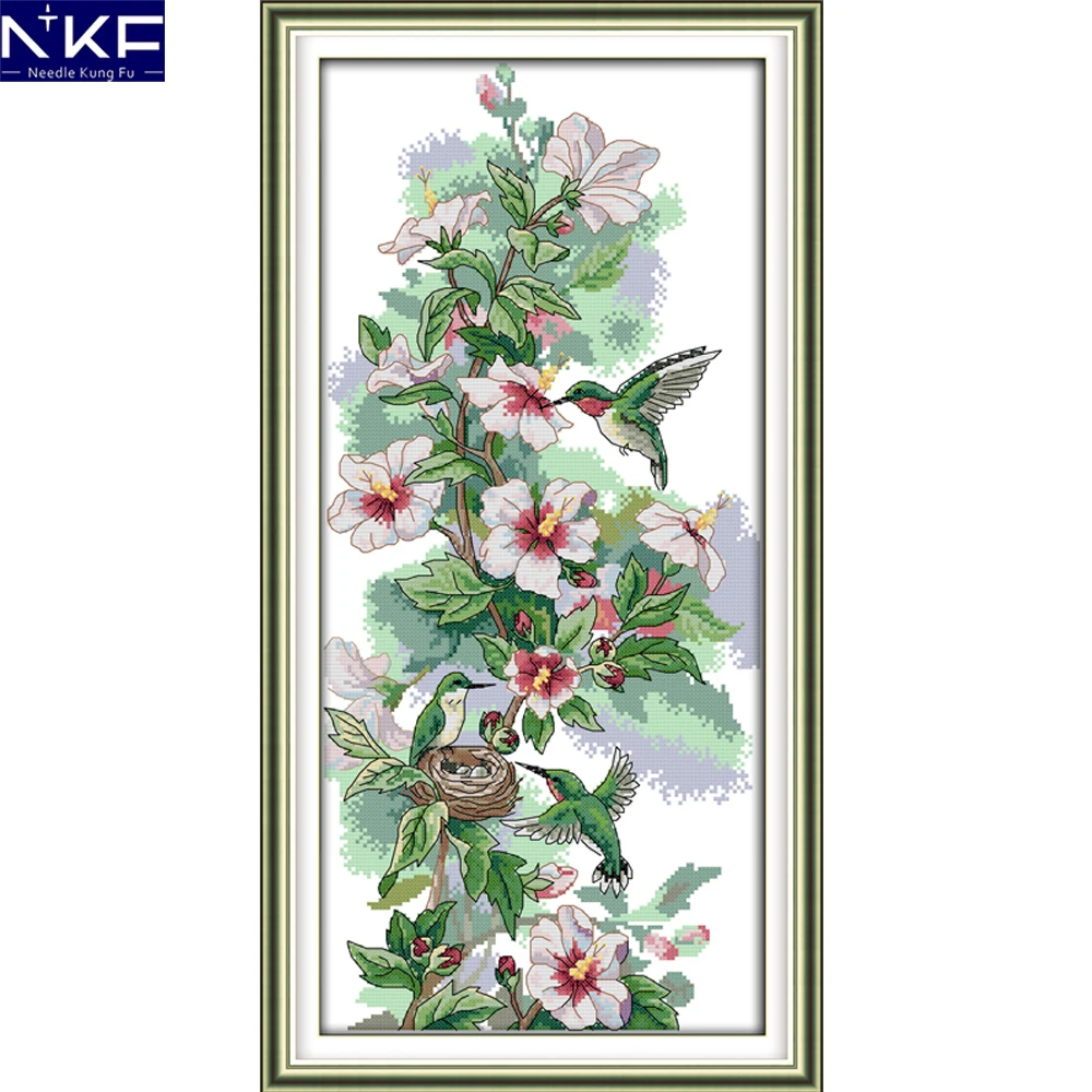 

NKF The Morning Dew Pattern DIY Handmade Craft Needlework Cross Stitch Set Embroidery Kit Animal Design Stitching Home Decor