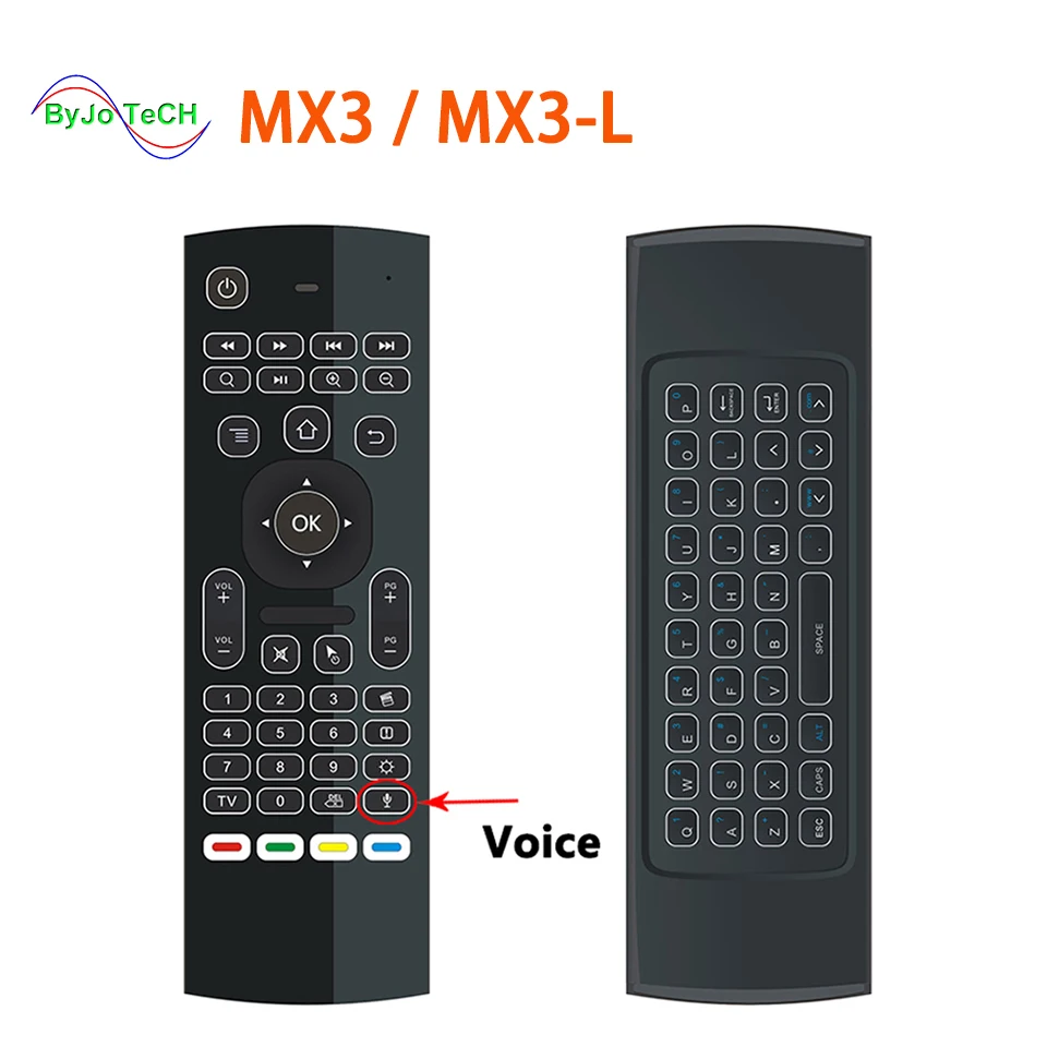 

MX3 MX3-L Air Fly Mouse 2.4GHz Wireless Keyboard Remote Control Somatosensory IR Learning Mic for Android TV Box