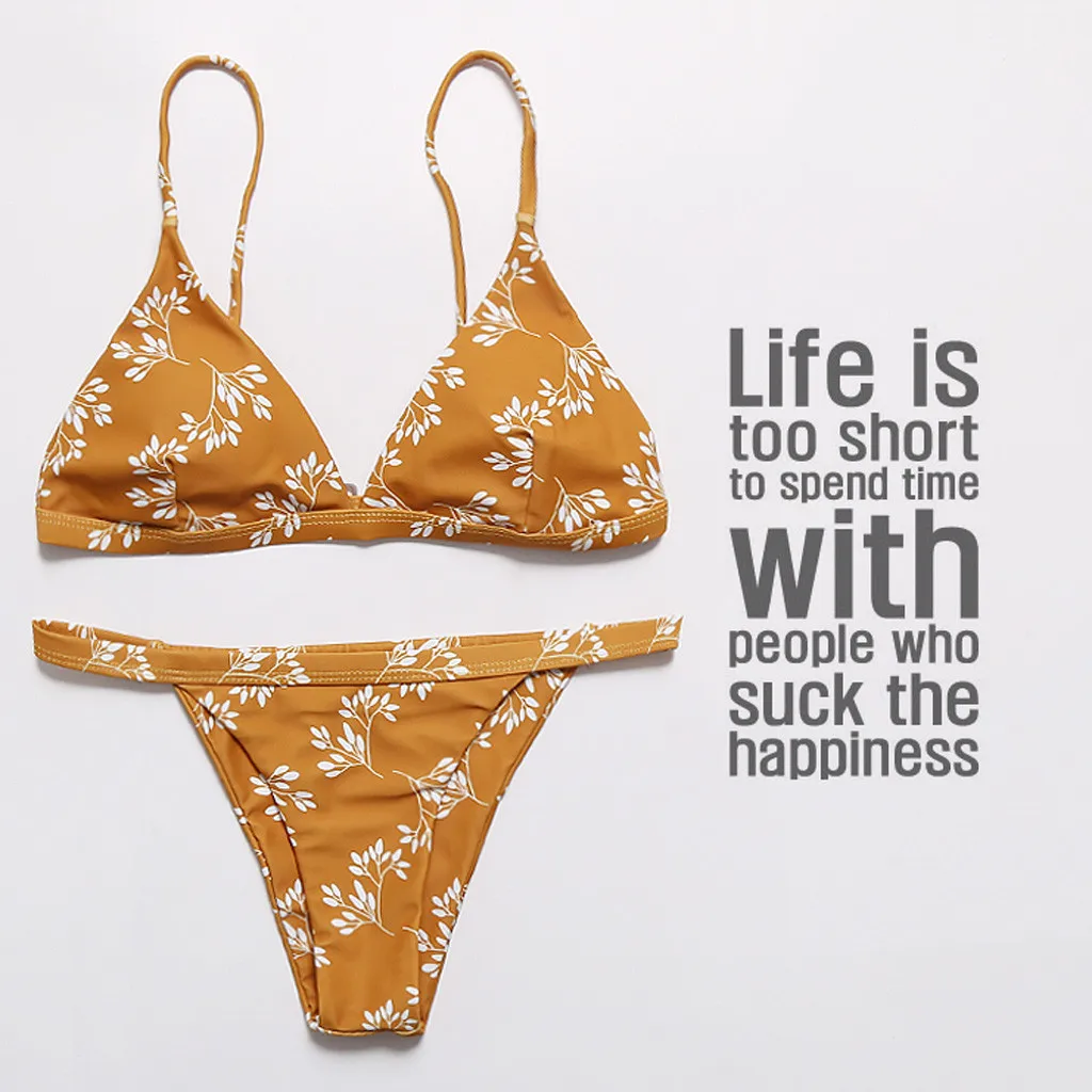SAGACE повязка купальник бикини для женщин желтый комплект 2019 ванный печати Слинг