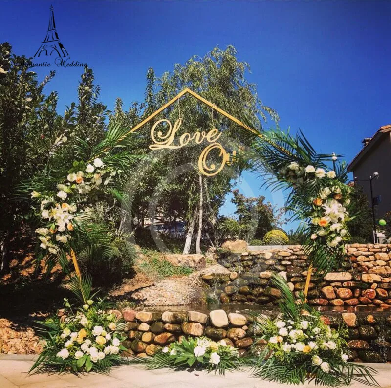 2pcs Romantic Wedding Gold or White Metal Iron Flower Arch Stand Support for Decoration Floral stand main door design | Дом и сад