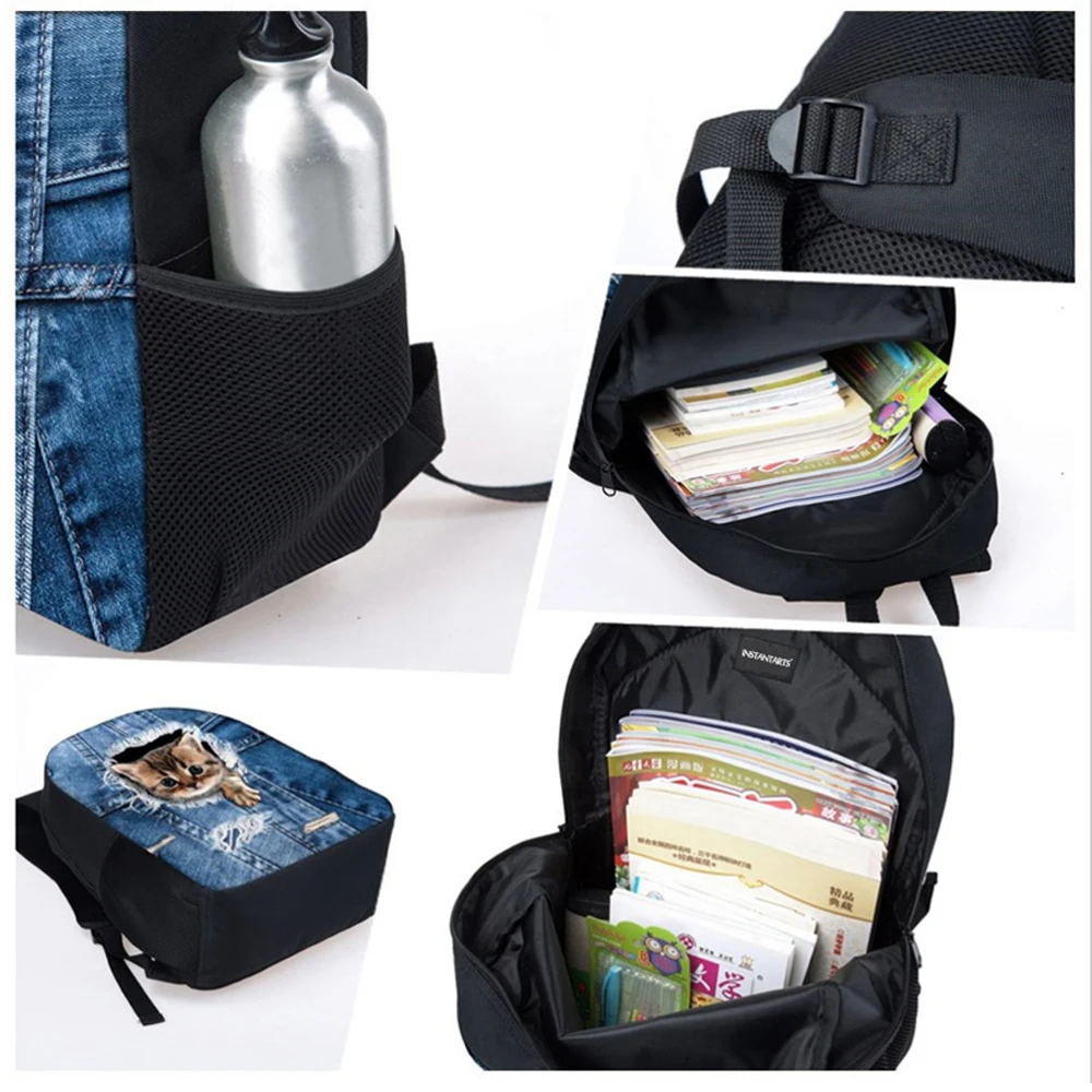 Детский школьный рюкзак с цветными животными комплект из 2 предметов объемной