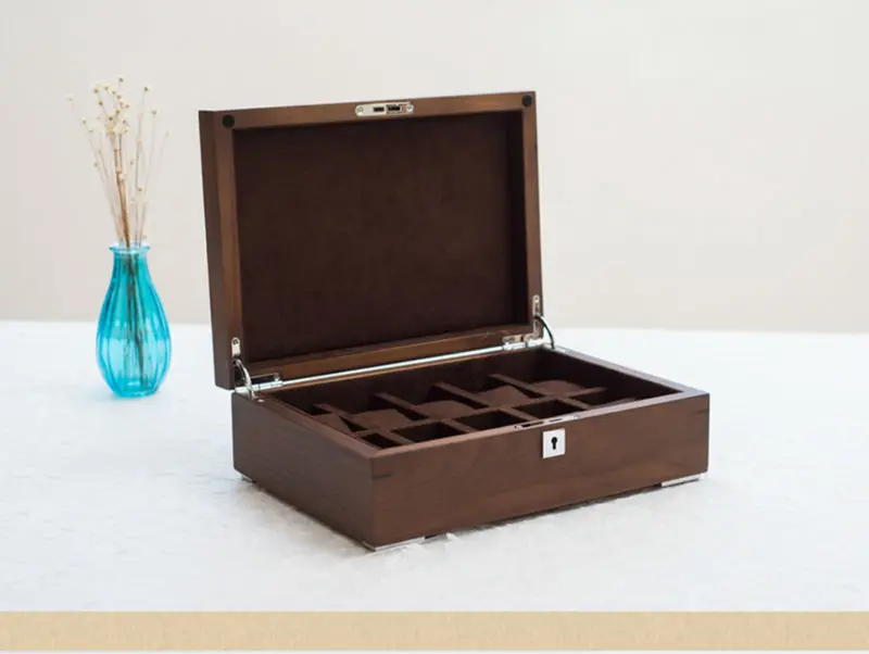 

luxury fashion original wood 10-grid watch storage box wooden watch case brand watches boxes gift box watch organizer MSBH007b