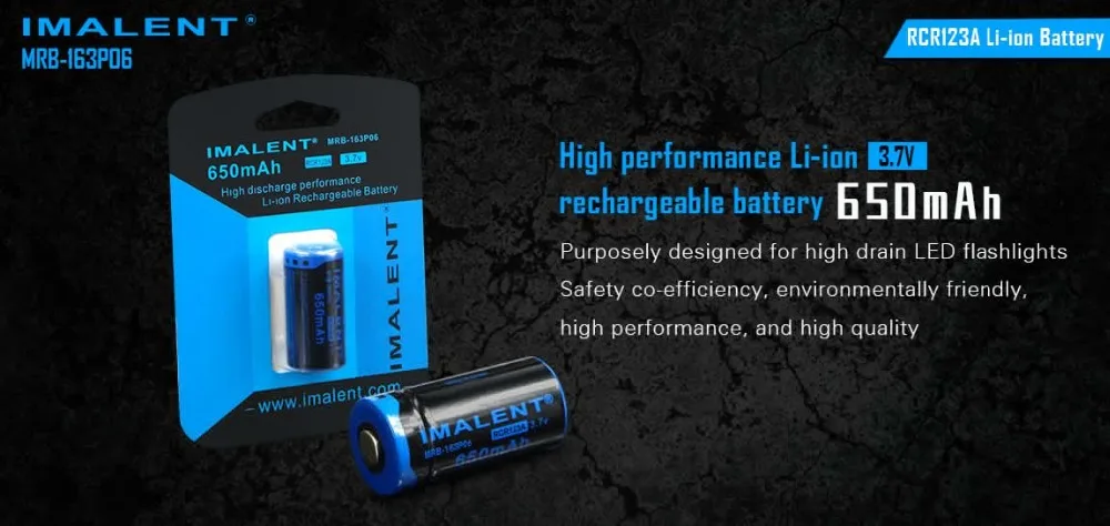 1 шт. лучший IMALENT 16340 650 мАч RCR123A li ion 3 7 v MRB 163P06 высокопроизводительная