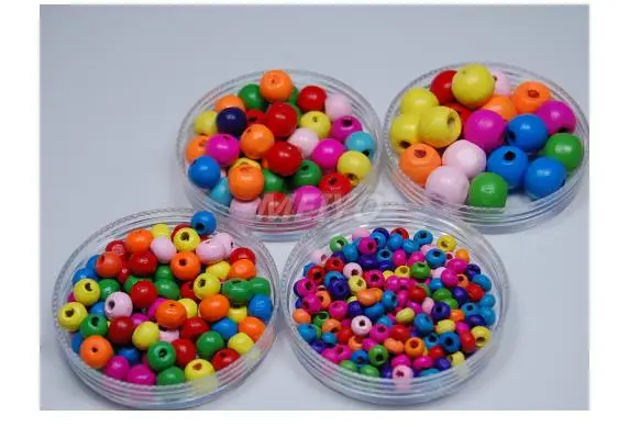 500gram net weight Wood Beads Mixed Color,Colored pendant Hemp Beads -size from 4mm-16mm