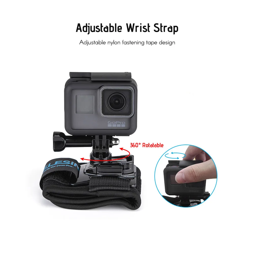 TELESIN вращающийся на 360 градусов ремешок на руку держатель для GoPro Hero 7 6 5 для Xiaomi Yi 4K для экшн-камер SJCAM