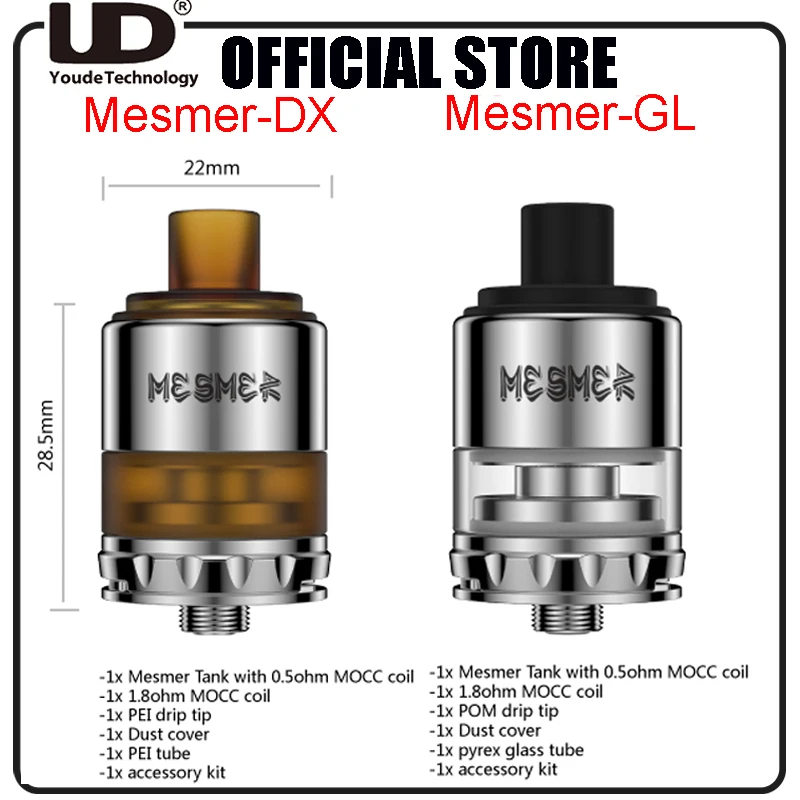Аутентичные YOUDE UD Месмер TANK 2 мл распылитель Месмер-dx Месмер-GL майка с 1.8ohm Mocc
