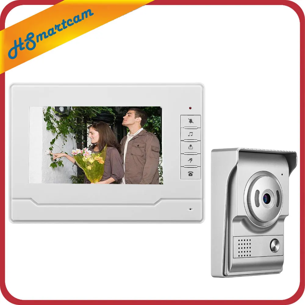 1Camera V 1 LCD Проводной " ЖК-дисплей Цвет крытый монитор домашний дверной звонок видео-телефон двери проводной HD Ночное видение на открытом воздухе Камера Системы - Цвет: 1Camera V 1 LCD