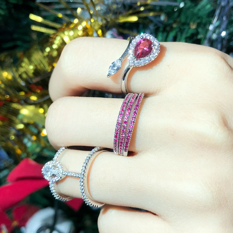 CWWZircons Stack Skinny Micro Pave CZ Модные женские обручальные свадебные вечерние кольца с кубическим цирконием наборы ювелирных изделий подарок R127