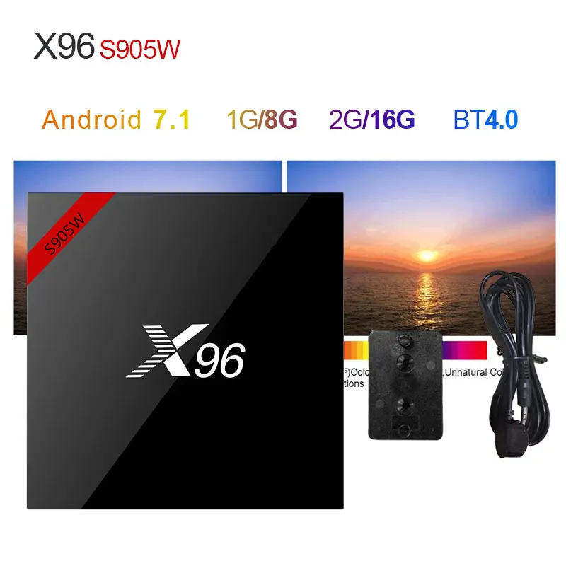 Бесплатная доставка X96W ТВ коробка S905W Android 7 1 Amlogic четырехъядерный 2G16G 2 4 ГГц WiFi