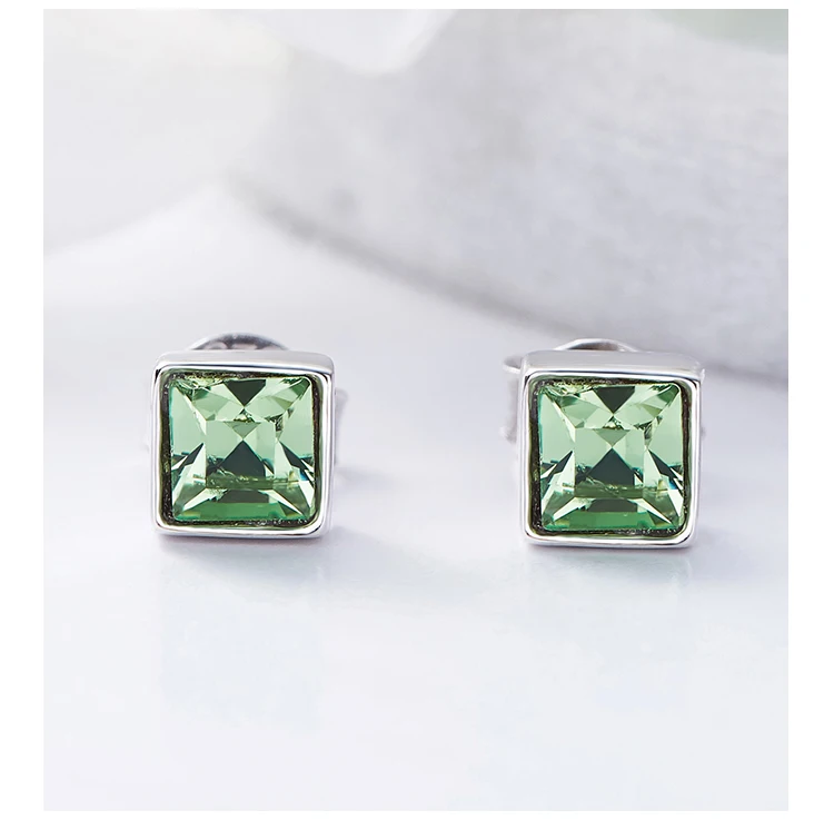 CDE 925 пробы серебряные серьги, украшенные кристаллами от Swarovski квадратные геометрические серьги, ювелирные изделия для ушей, серебряные ювелирные изделия