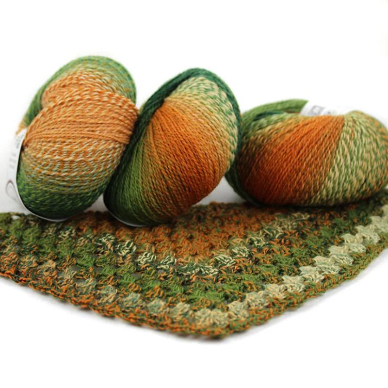 2 шт. Радужная шерстяная пряжа для ручного вязания Женский вязаный свитер шарф