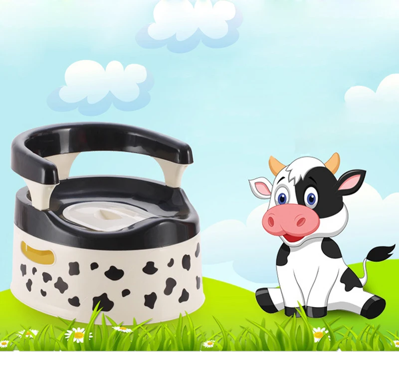 Детское сиденье для унитаза с милым рисунком коровы из мультфильма, портативный Детский горшок, пластиковый ящик, детский унитаз, тренировочный унитаз унисекс, Детский горшок, стул для унитаза