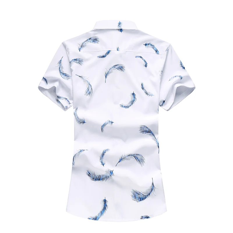 Мужская рубашка с принтом перьев летняя коротким рукавом 5XL 6XL 7XL | одежда