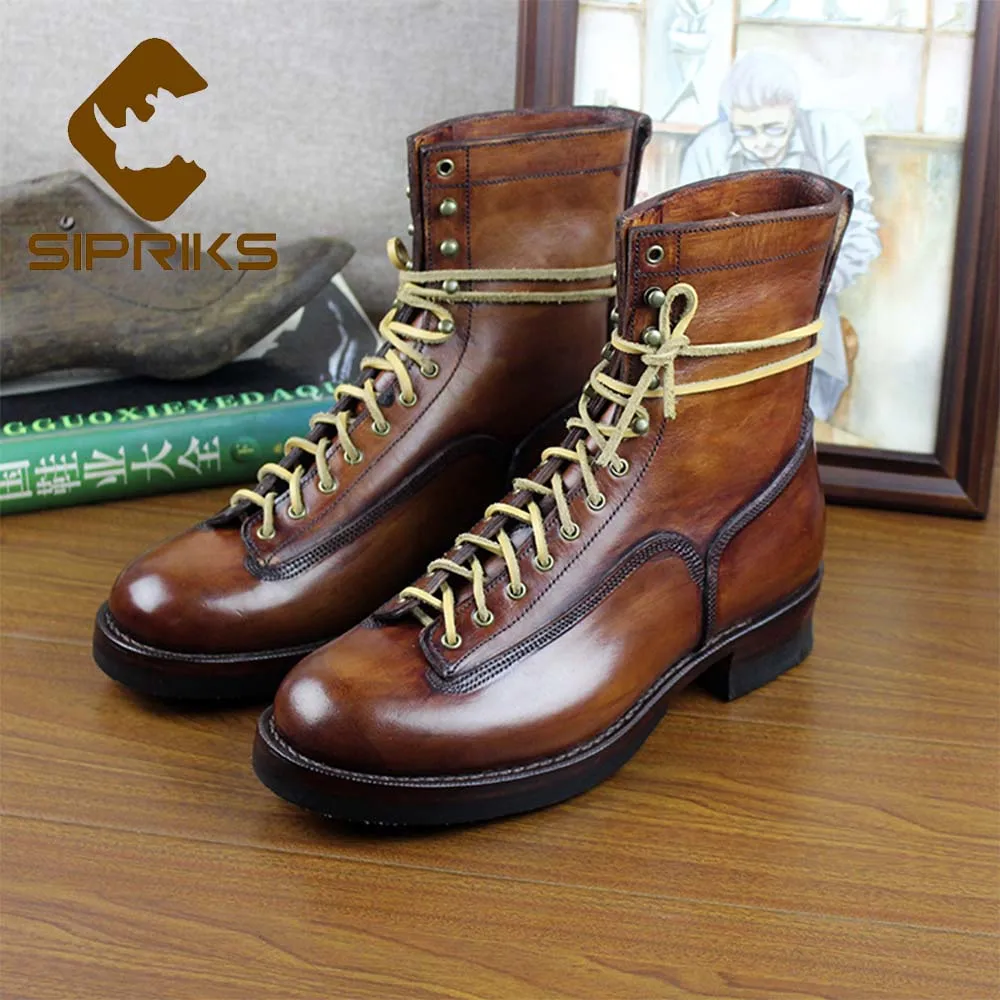 Sipriks итальянские уличные ботинки Goodyear высокие мужские кожаные сапоги до середины