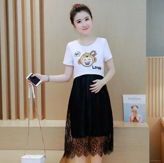 Fdfklak милое мультяшное платье из двух частей Одежда для беременных Повседневное с