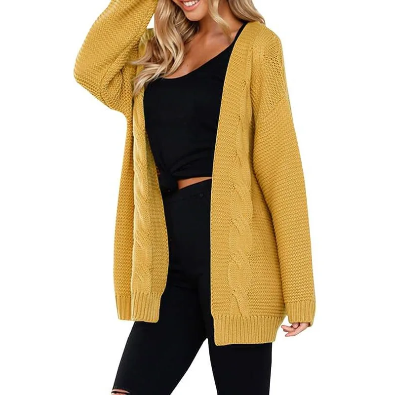 Новый длинный кардиган пальто женский свитер Женский однотонный вязаный 2018