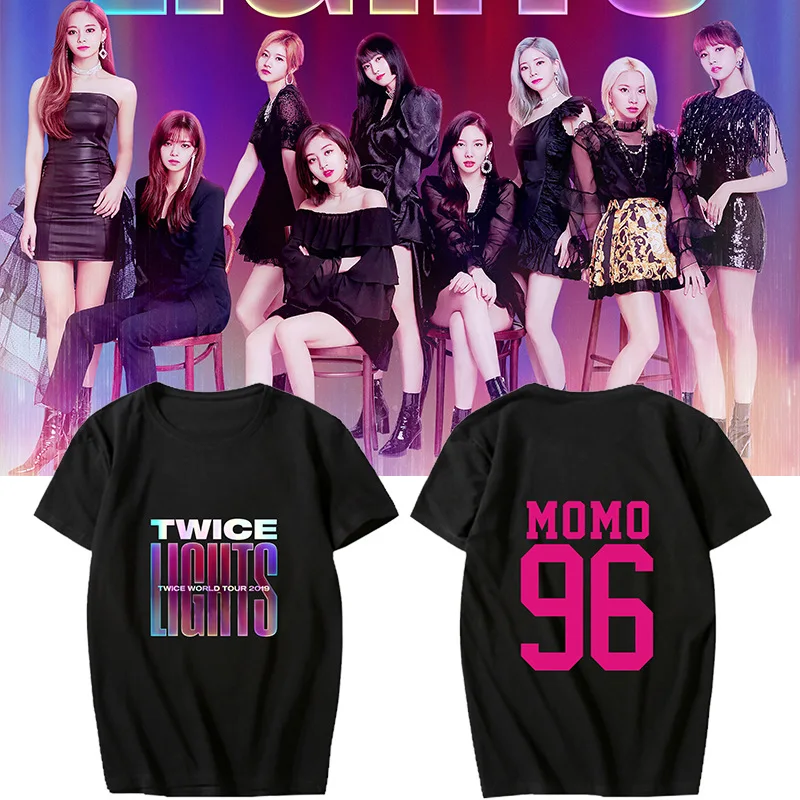 Kpop twice World Tour 2019 концертная подсветка футболка с круглым вырезом kpop SANA в Корейском