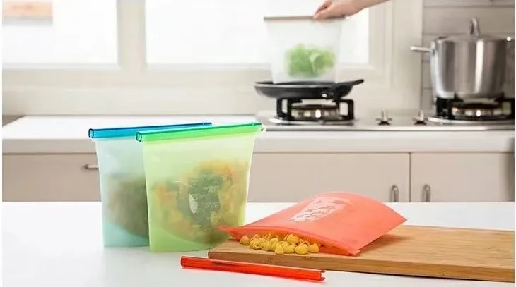 1 шт. многоразовые силиконовые пакеты для хранения пищевых продуктов герметичное уплотнение свежий мешок обертывания уплотнение контейнеры для пищевых продуктов моющиеся кухонные принадлежности для приготовления пищи