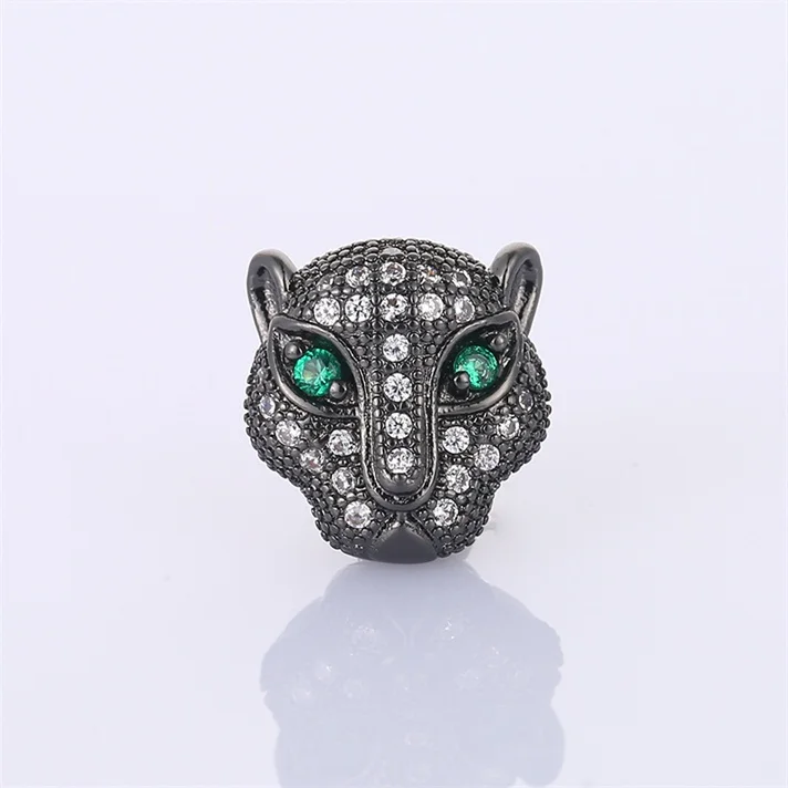 as photo Хит, голова животного, Bijoux, циркон, пантера, плавающие амулеты для браслетов и ожерелья, большие микро медные застежки, ювелирные изделия Berloque - Окраска металла: as photo