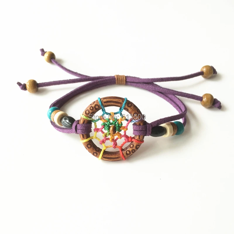 Браслет Ловец снов в индийском и североамериканском стиле диаметром 3 см