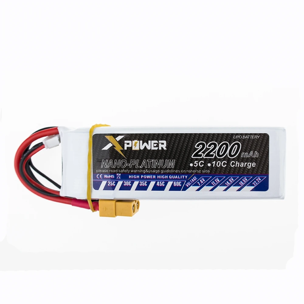 Xpower 11.1V 2200mAh 30C MAX 35C li-po Battery XT60 T Banana Plug for Airplane T-REX 450 Halicopter Part 11.1v 3s bettary