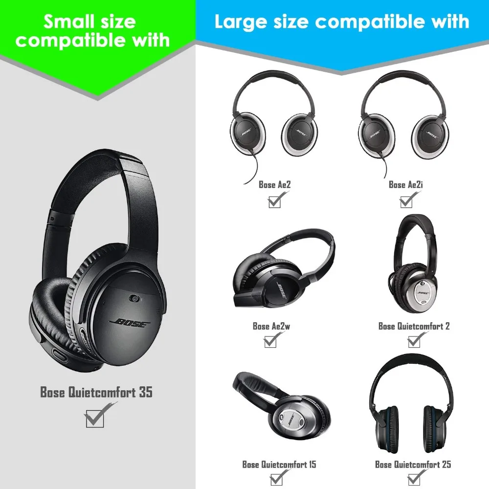 Запасные амбушюры Wantek для наушников Bose QC25 QC35 Ae2, Ae2i, Ae2w Quiet комфорт 25 QC15, печать, черный с синим(1 пара