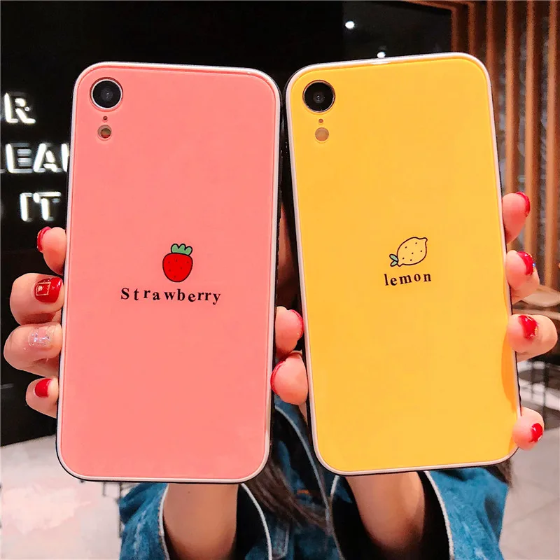 Модный летний лимон клубника высокого качества усиленный стеклянный чехол для