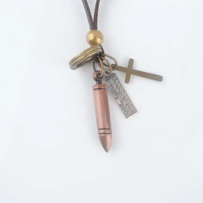 Антикварная винтажная Длинная цепочка из веревки ожерелье сплав пули подвески